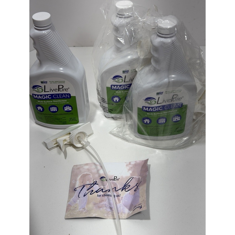 Lot 3 LivePure Magic Clean Multi-Surface Disinfectant for Home,Hospital